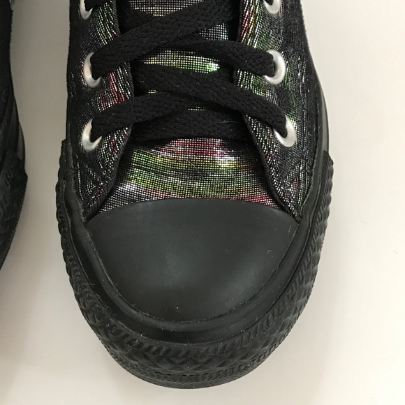 CONVERSE Metallic Iridescent Rainbow High Top Sneakers Black Women’s Size 7 - Picture 7 of 16